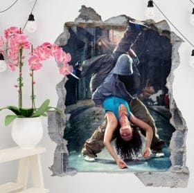 Vinyl walls ballet woman silhouette 3d hole