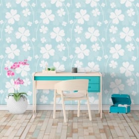 Wall murals of decorative vinyl 4 leaf clovers