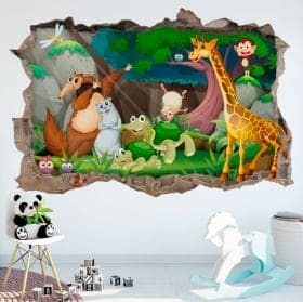 Children's decorative vinyl happy animals 3d