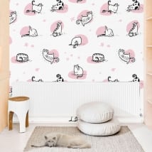 Photo murals of vinyl walls yoga cats