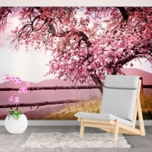 Photo murals vinyls walls japanese cherry blossom