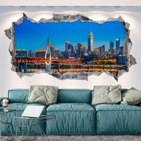 Vinyl hole wall panoramic business bay dub&aacute;i 3d