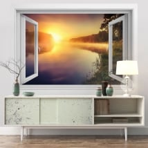 Vinyl walls sunrise river neris lithuania 3d