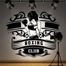 Vinyl and stickers boxing club silhouette woman