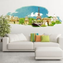 Vinyl and stickers watercolor illustration of paris