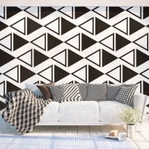 Wall murals of adhesive vinyl triangles