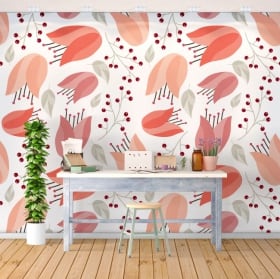 Wall murals of vinyl flowers nature
