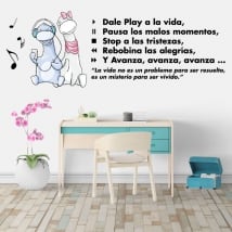 Vinyl and stickers motivating phrases play to life
