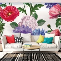 Photo murals with flowers for walls and objects