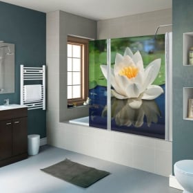 Decorative vinyl bathroom screens lotus flower