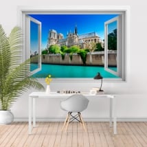 Vinyl window 3d cathedral notre dame france