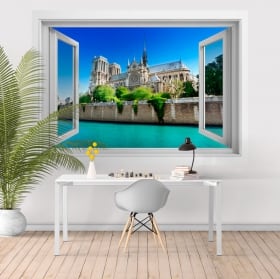 Vinyl window 3d cathedral notre dame france