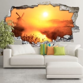 Vinyls 3d sunset windmill holland