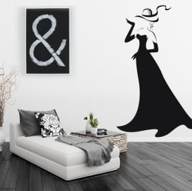 Decorative vinyl silhouette of woman with glamor