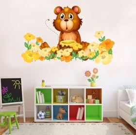 Vinyl children or youth bear and flowers