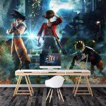Wall murals goku naruto and luffy jump force