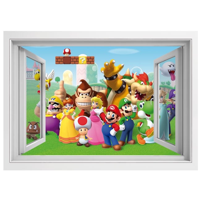 Vinyl and stickers window 3d super mario bros