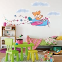Vinyl stickers for children or youth fox and plane