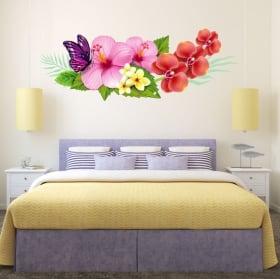 Wall stickers flowers and hummingbird