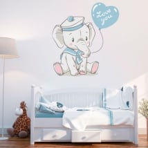 Baby or children's vinyl elephant with phrase love you
