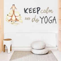 Vinyl and stickers giraffe with phrase in english keep calm yoga