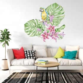 Wall decal parrots or macaws in watercolor