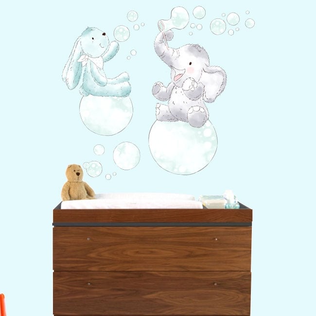 Children's or baby vinyl animals with soap bubbles