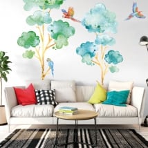 Vinyl and stickers trees with parrots or macaws