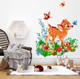 Vinyl and stickers for children bambi with butterflies