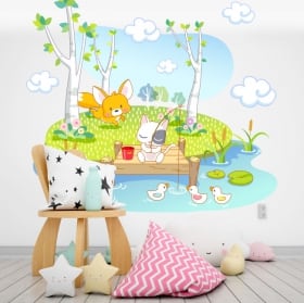 Wall stickers children's animals hang gliding