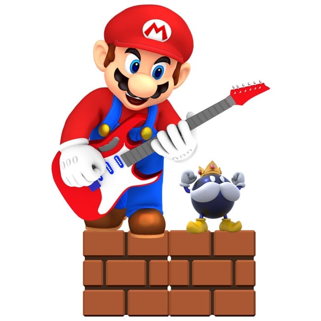 Vinyl and stickers videogame mario bros with guitar