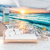 Vinyl murals sunset at the beach