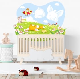 Vinyl and stickers for children or baby fox and chick