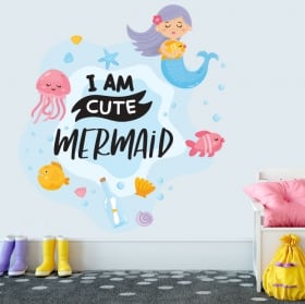 Decorative vinyl phrase in english i am cute mermaid