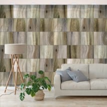 Vinyl murals wood effect squares