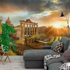 Vinyl wall murals city and retro bicycle