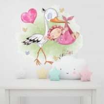 Vinyl and stickers for babies stork and girl