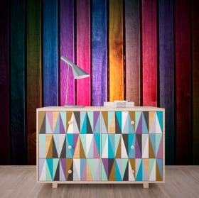 Vinyl wall murals with rustic wood effect