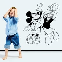 Vinyl mickey mouse and donald duck playing basketball