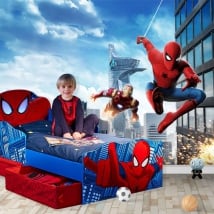 Wall murals marvel ironman and spiderman