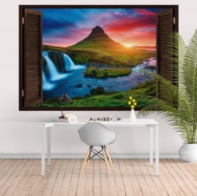 Vinyl window waterfalls ban gioc detian 3d