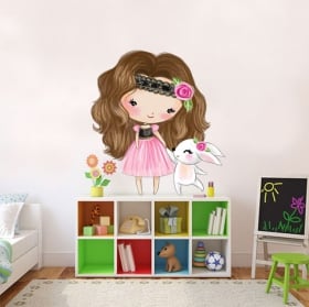 Vinyl stickers for children girl and rabbit