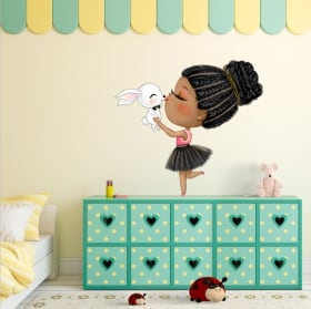 Vinyl stickers girl and rabbit