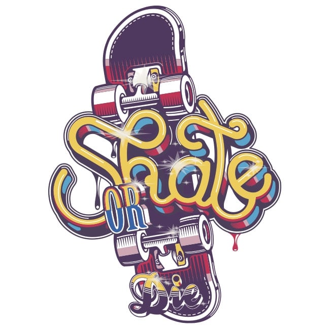 Decorative vinyl and stickers skate or die