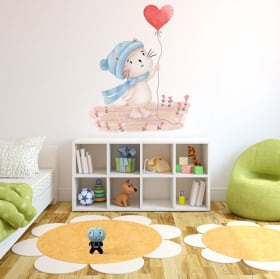 Vinyl and stickers cat with heart balloon