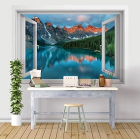 Vinyl and stickers 3d windows lake and mountains of india