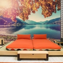 Vinyl wall murals austria sunset on lake zell
