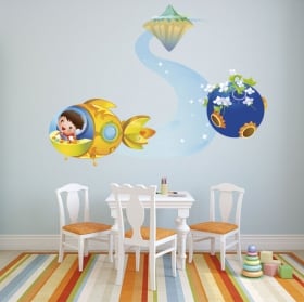 Decorative vinyl children and plane