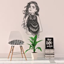 Vinyl and stickers woman silhouette with owl