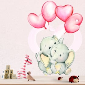 Vinyls and stickers elephants with balloons love